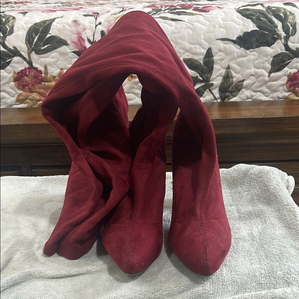 Chic Red Over the Knee Boots